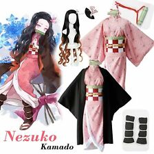 Kamado Nezuko Costume Demon Slayer Anime Cosplay Outfit Wigs New Hot