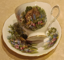 Royal Vale Country Cottage View Bone China 7382 Cup and Saucer Set
