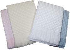 Baby SHAWL blanket wrap christening boy girl pink blue cream white