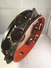Vintage black, gold and orange Tambourine, 23cm diameter