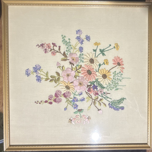 Framed floral embroidered - floral,