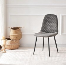 Set of 2 Velvet Dining Chairs Ergonomic Backrest Thickened Cushion