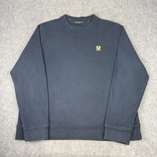 Belstaff Jumper Mens 2XL XXL Navy Logo Patch Crewneck Pullover Sweatshirt Cotton