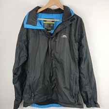 Trespass Jacket TP75 unisex medium Hooded Waterproof Black Tres-Tex full zip