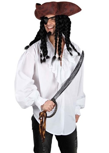 Mens white ruffled pirate - mens,