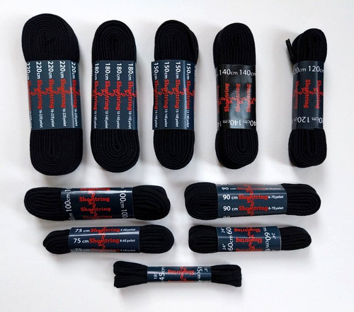 Black flat trainer shoe laces - black,