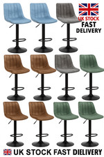 Set Of 2 Microfiber Retro Tub Kitchen Bar Stool Metal Frame Footrest Seat Swivel