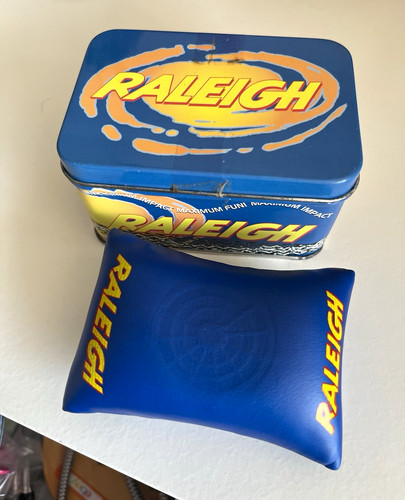 Raleigh blue advertising tin - raleigh,