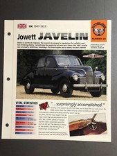 1947-1953 Jowett Javelin Sedan IMP "Hot Cars" Spec Sheet Folder Brochure Awesome