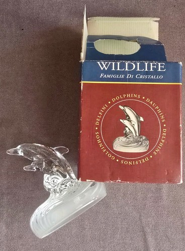 Crystal dolphin figurine with - crystal,