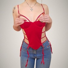 Red Velvet Corset Bustier S