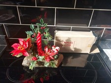 Vintage Christmas Table Decoration Yule Log Made In Hong Kong With Box
