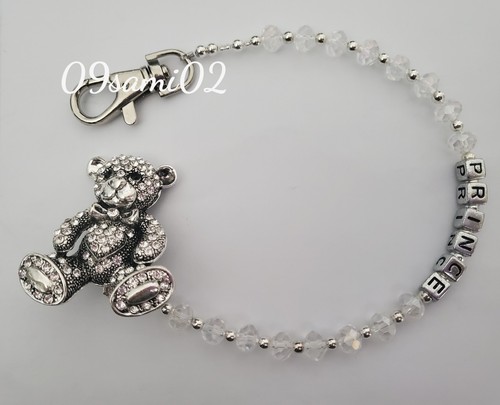 Personalised bling dummy clip - personalised,