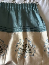 Teal and Beige Lined Curtains 66” X 54”