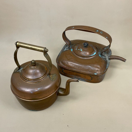 Antique copper kettles tea - antique,