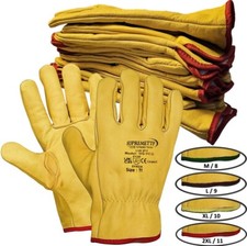 Premium Yellow Leather Driver Work Gloves Fleece Lined Lorry Truck Driving Glove