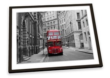 London Bus City Retro Red FRAMED ART PRINT Picture Poster Artwork