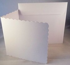Scalloped Card & Envelopes – 6” x 6”, White, Square. Card Making – Choose Qty