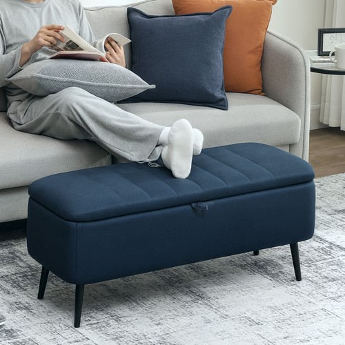 Storage ottoman linen fabric - storage,