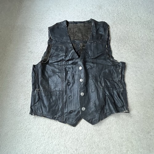 Vintage black leather - black, vest