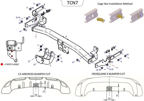 Towtrust fixed flange towbar - flange,