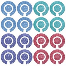 ACCLAIM Self Adhesive Glitter Effect Bowls Identity Stickers Full Sets Of 4