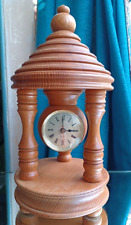 LARGE HANDCRAFTED TURNED LIGHT OAK MANTEL CLOCK ~ QUARTZ WORKING 32cm HIGH