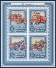 2017 SOLOMON ISLANDS FIRE ENGINES MINI SHEET (4 STAMP) FINE MINT MNH