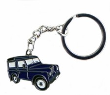 Keyring Metal & Enamel Blue Landrover Classic Car (35 x 25mm) Off-Road 4x4