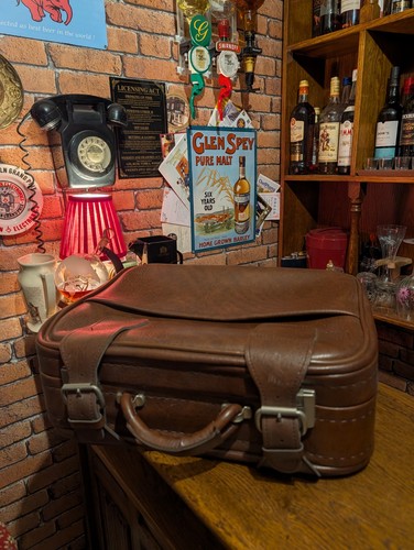 Vintage small leather suitcase - vintage,