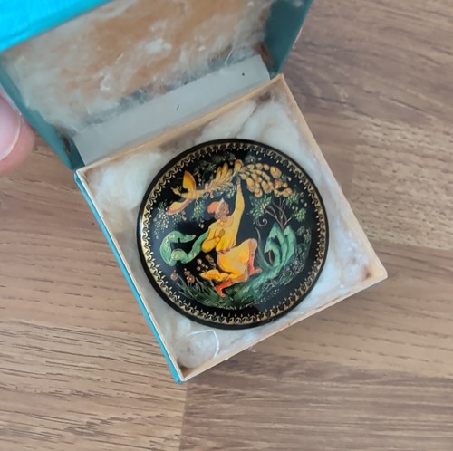 Vintage russian lacquer - vintage, brooch