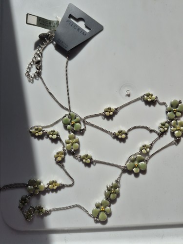 Long silver tone necklace - silver,