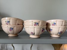 6 x Digoin Sarreguemines Vintage French Pink  Bowls Mini Cafe au Lait Floral