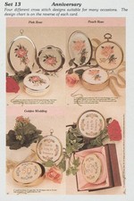 Framecraft 25 & 50 Anniversary Pink Peach Rose Cross Stitch Chart Cards  Set 13
