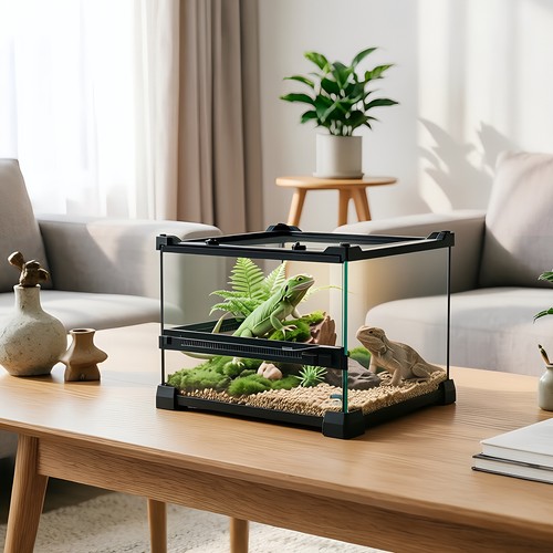 Glass reptile vivarium tank - glass, w/