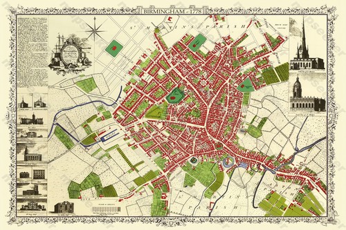 Old map birmingham 1778 - birmingham,