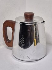 Mid Century Stainless Steel  SONA Coffee Tea Pot Teak Wood Handle 1960s
