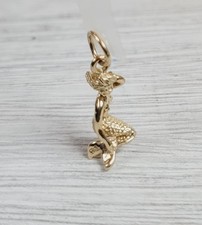 Vintage Mermaid 3D Detailed 14K Yellow Gold Charm Small Pendant Luxury
