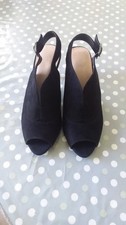 Ladies M&S Footglove  Black Faux Suede Sandal Size 5