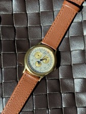 Vintage Zenith Rare Triple Calendar Moonphase Wristwatch Watch Quartz Gold Men’s