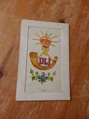 Silk embroidered postcard - silk,