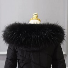 STOCK Fluffy Faux Fur Hood Trim Collar Detachable for Winter Coat Replacement