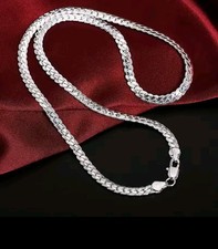 Silver Italian Style Linked Chain Necklace with Hallmark 925 Sterling Silver