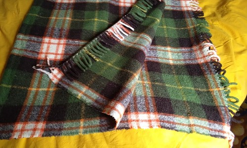 Vintage tartan wool - wool, blanket