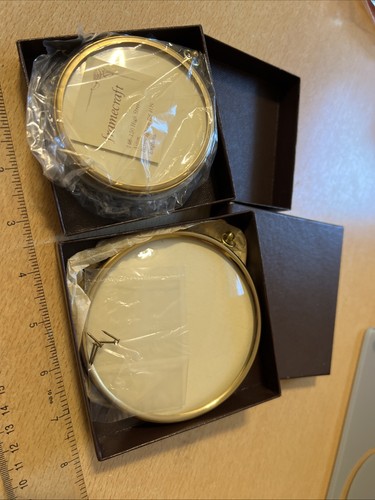 Brass coloured glass round - 2,