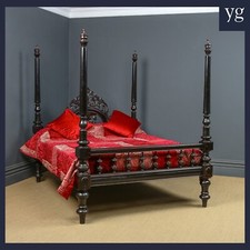 Antique 5ft 8” Victorian Anglo-Indian Colonial Raj King Size Four Poster Bed