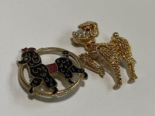 2 Vtg Cute Poodle Brooch /