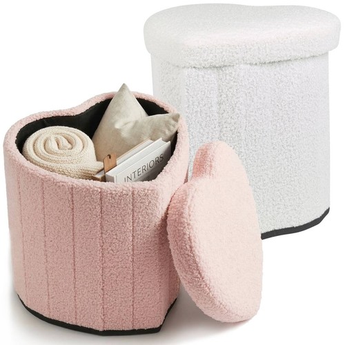 Heart shape boucle storage - boucle,