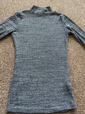 Grey Primark Polo Neck Top Jumper Women’s Girls Ladies Size S XS 4 Office Work