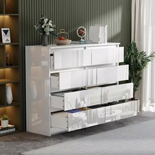 High Gloss Chest of  8 Drawer Bedside Cabinet Storage Bedroom Furniture 2 Colors